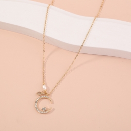 Japan and south korea ins net red new diamond star moon hanging simple wild clavicle chain necklace freshwater rice bead necklace