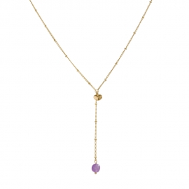 Personality and creativity new necklace female purple natural stone pendant fashion beaded clavicle chain korean accessories