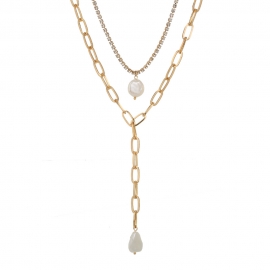 European and american cross-border jewelry, imitation baroque pearl long pendant, multi-layer necklace, rhinestone claw chain, fashion all-match necklace