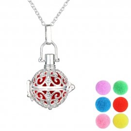 Diy aromatherapy bead necklace aliexpress hot selling cage style silver plated brass perfume box pendant