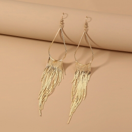 Cross-border hot-selling jewelry in europe and america, long metal tassel, fashion exaggerated personality, ladies ear hook earrings