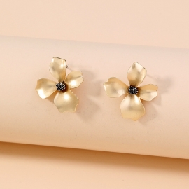 European and american ins trend jewelry temperament personality three-dimensional golden flower earrings covering earlobe exaggerated earrings women