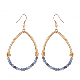 European and american fashion new fashion earrings round beads natural stone aventurine drop-shaped earrings jewelry wholesale in stock