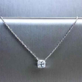 Cushion 7*7 high carbon diamond 925 sterling silver set pendant s925 silver necklace and cultivate high carbon diamond pendant