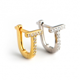 T-shaped diamond wild european and american cross-border s925 sterling silver earrings earrings