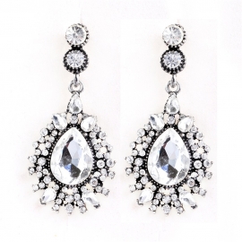 Retro ear studs european and american earrings diamond crystal alloy droplets