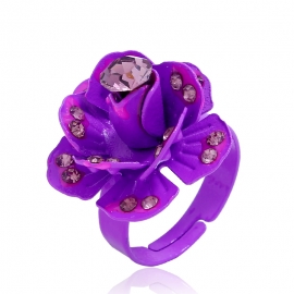 Adjustable ring opening diamond flower ring