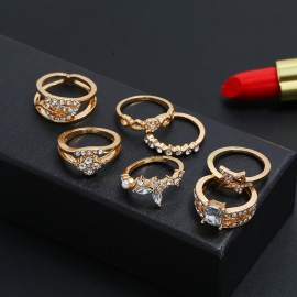 European and american jewelry ring retro combination ring set foreign trade fashion temperament diamond alloy combination 7-piece ring