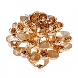 Fashion trend personality creative exquisite crystal flower ring european and american retro exaggerated atmosphere light luxury full diamond ring