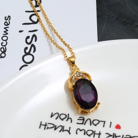 Personalized fashion purple gemstone pendant necklace female trend wild choker necklace
