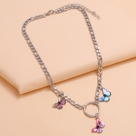 Fashion new necklace european and american simple personality trend color butterfly thick chain necklace