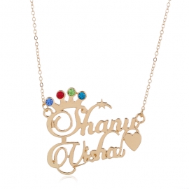 Fashion new alloy necklace simple personality trend crown diamond letter necklace