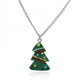 Europe and america cute cartoon color christmas tree gift earrings necklace