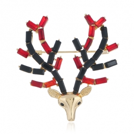 Cartoon cute christmas deer brooch creative rhinestone animal brooch christmas brooch