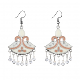 Cross-border hot sale fan-shaped retro oil dripping short crystal earrings manufacturer spot wholesale