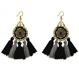 A generational cross-border hot earrings, european and american retro ethnic style tassel earrings, female long handmade disc earrings