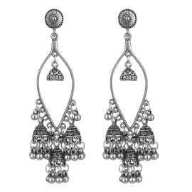 New european and american popular retro alloy bell tassel earrings travel commemorative ethnic style exaggerated earrings