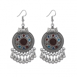 Classic round vintage drip oil flower indian style earrings