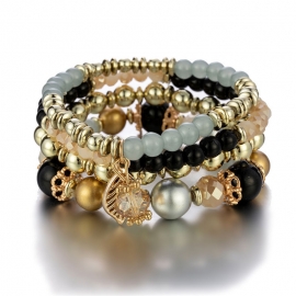 Aliexpress hot selling jewelry new european and american fashion bracelet candy multilayer elastic leaf multilayer bracelet