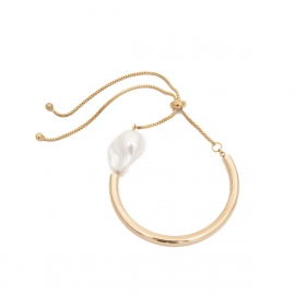 European and american cross-border jewelry, simple personality, temperament adjustment jewelry, geometric elbow baroque shaped pearl bracelet