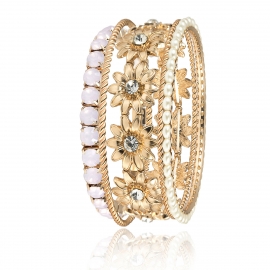 European and american cross-border jewelry set geometric spiral pattern jewelry female personality sun flower diamond pearl crystal bracelet