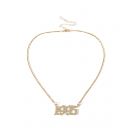 European and american cross-border fashion new simple original all-match item jewelry alloy digital combination short clavicle necklace