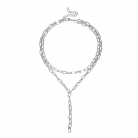 European and american cross-border jewelry, personalized geometric double-layer all-match item, retro simple chain y-shaped tassel necklace