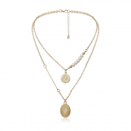 Valentines day cross-border jewelry european and american style round fashion imitation pearl necklace ladies personalized body chain sweater chain