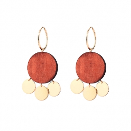 Simple wooden geometric disc earrings earrings female european and american style fashion temperament suitable for long face earrings