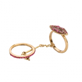 European and american fashion jewelry wholesale simple red lip diamond ladies ring retro alloy one-piece ring