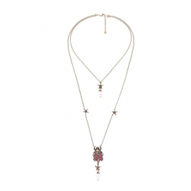 Retro crystal pearl insect necklace female personality european and american fashion long sweater chain