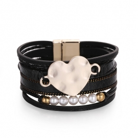 Love pearl bracelet female bohemia multilayer snake pearl chain leather bracelet stall supply