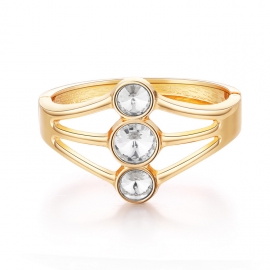 New personality bracelet european and american fashion exaggerated three-layer hollow inlaid crystal gold-plated bracelet