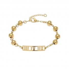 European and american hip-hop color-preserving electroplating stainless steel roman numeral 3612 bracelet beaded bracelet