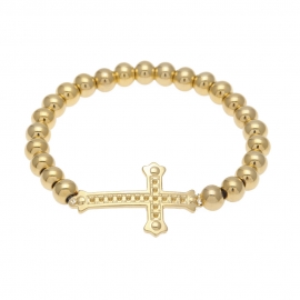 European and american summer new color preserving stainless steel bracelet cross mixed color bead bracelet couple bracelet