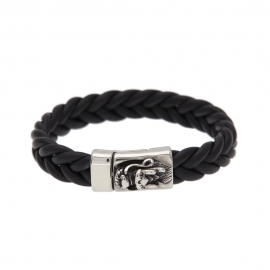 European and american new rock hip-hop fashion mens leading three-dimensional buckle lambskin bracelet
