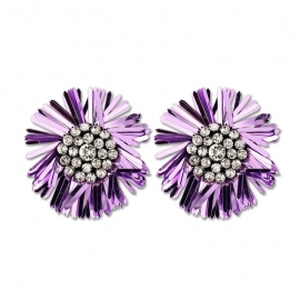 New earrings, exaggerated high-end earrings in europe and america, big-brand flower alloy diamond earrings, female small jewelry