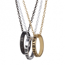 Gun black gold silver color letter circle necklace pendant lady alloy simple personality jewelry