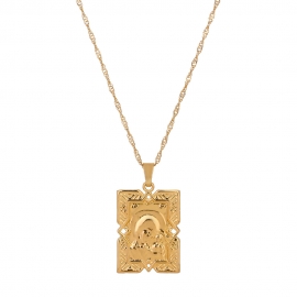 European and american cross-border new jewelry, trendy design, simple square portrait pendant, clavicle chain necklace female