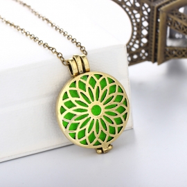 Open diy handmade sun flower necklace fashion dispenser perfume pendant men and women ancient bronze sweater chain