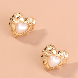 European and american foreign trade fashion jewelry retro baroque metal pearl earrings small and versatile earrings women