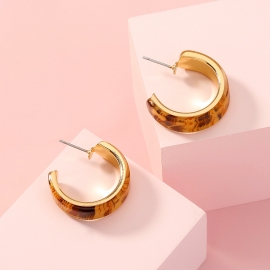 New style hot selling european and american round autumn and winter exaggerated leopard print c-shaped earrings wild trend cross-border earrings earrings