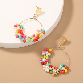 Colorful candy pearl wreath small fresh and cute fashion earrings japanese and korean ins girls personality wild ears