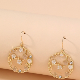 Japanese and korean new temperament fashion jewelry sweet and lovely fresh small flowers geometric ear hook net red earrings women