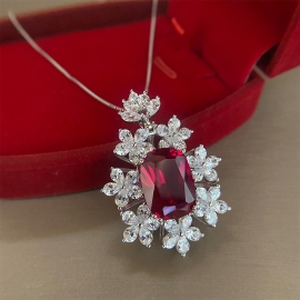 Simulation ruby pendant necklace s925 silver necklace and zircon pendant