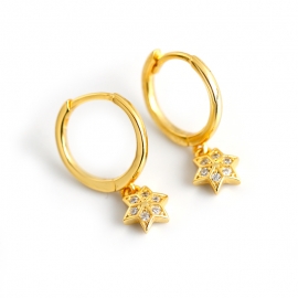 Golden diamond hexagram s925 sterling silver earrings earrings earrings female hexagon star earrings