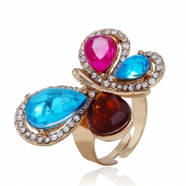 Japanese and korean fashion ring opening adjustable butterfly diamond ring