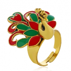 Sexual opening peacock ring indian style fashion oil drop adjustable ring