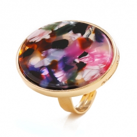 Geometric ring fashion retro opening adjustable color crystal ring