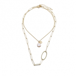 European and american fashion temperament three-dimensional ring necklace net red simple geometric necklace